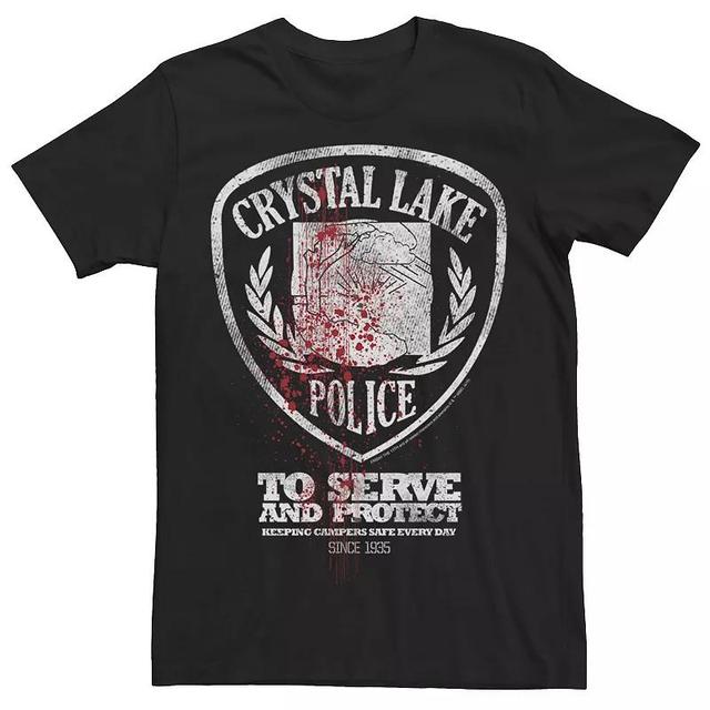 Mens Friday The 13th Crystal Lake Police Badge Blood Splatter Tee Product Image