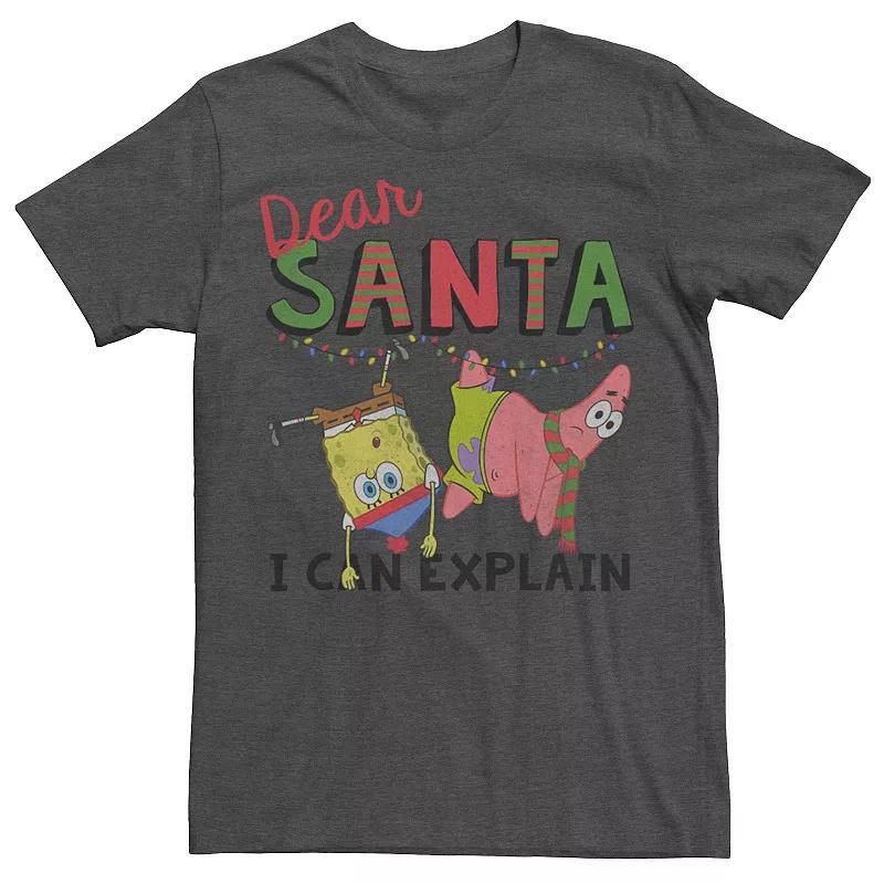 Mens SpongeBob SquarePants Santa I Can Explain Tee Grey Heather Product Image