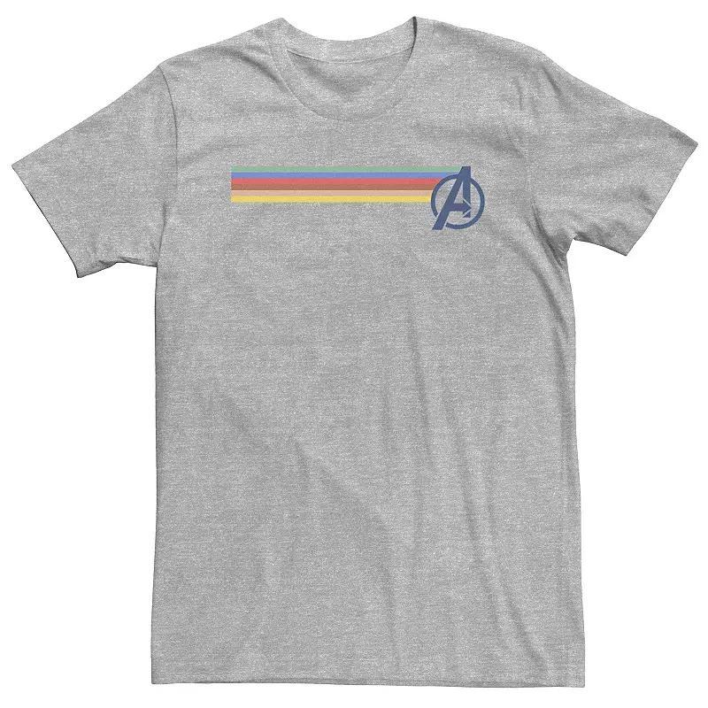 Big & Tall Marvel Avengers Rainbow Colors Classic Logo Tee, Mens Athletic Grey Product Image