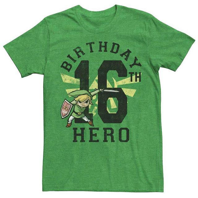 Mens Nintendo Legend Of Zelda Link 16th Birthday Tee Kelly Grey Product Image