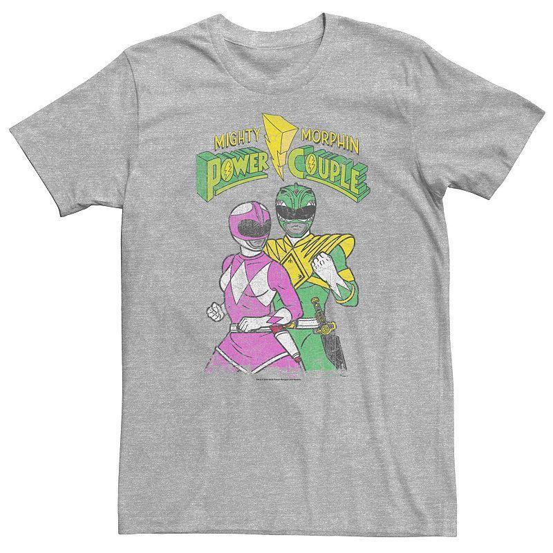 Big & Tall Power Rangers Power Couple Green And Pink Ranger Tee, Mens Med Grey Product Image