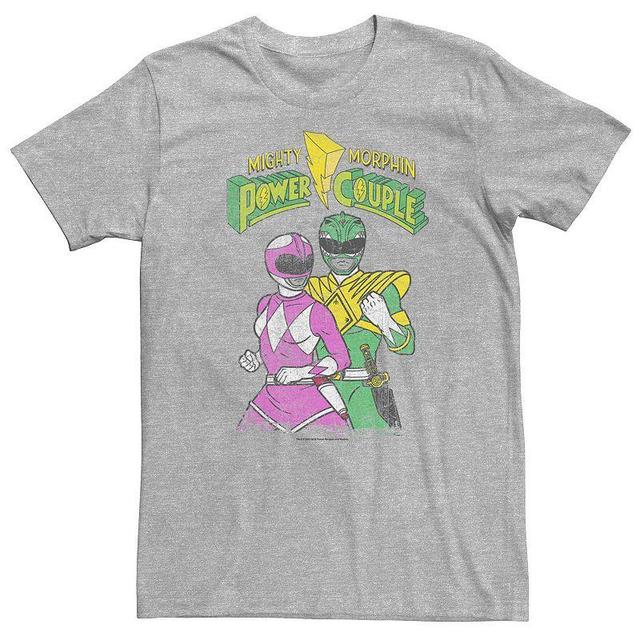 Big & Tall Power Rangers Power Couple Green And Pink Ranger Tee, Mens Med Grey Product Image