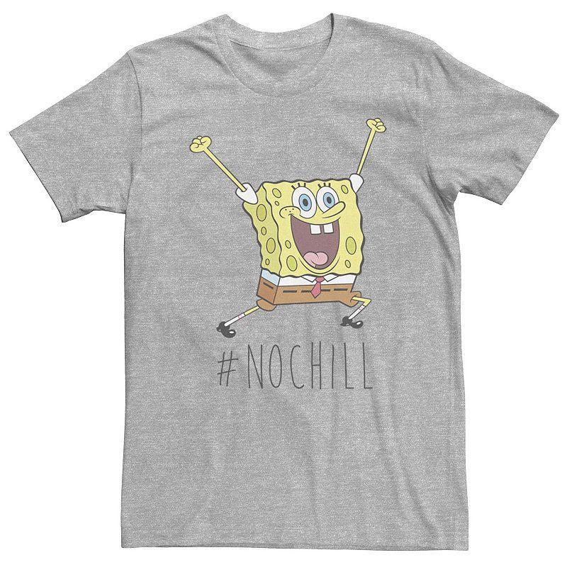 Mens Spongebob Squarepants #No Chill Action Pose Portrait Tee Athletic Grey Product Image