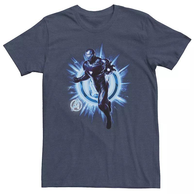 Big & Tall Marvel Avengers Endgame Iron Man Blast Tee, Mens Navy Grey Product Image