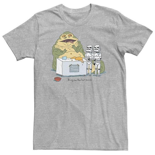 Big & Tall Star Wars Jabba The Hutt Taco Tuesday Bring Me The Hot Sauce Tee, Mens Athletic Grey Product Image