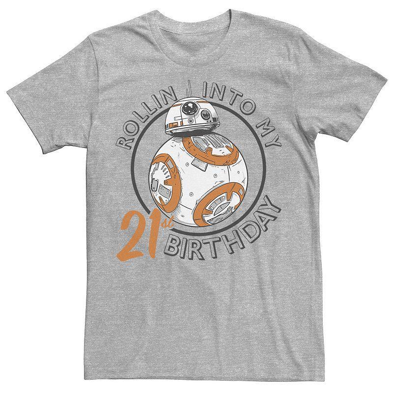 Mens Star Wars BB-8 Rollin Into My 21st Birthday Portrait Tee Athletic Grey Product Image