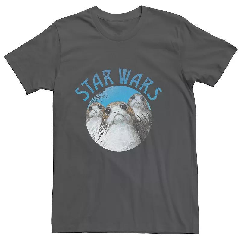 Mens Star Wars Last Jedi Porgs Color Pop Cute Badge Tee Grey Product Image