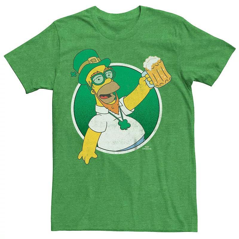 Mens The Simpsons Homer Leprechaun Tee Kelly Grey Product Image