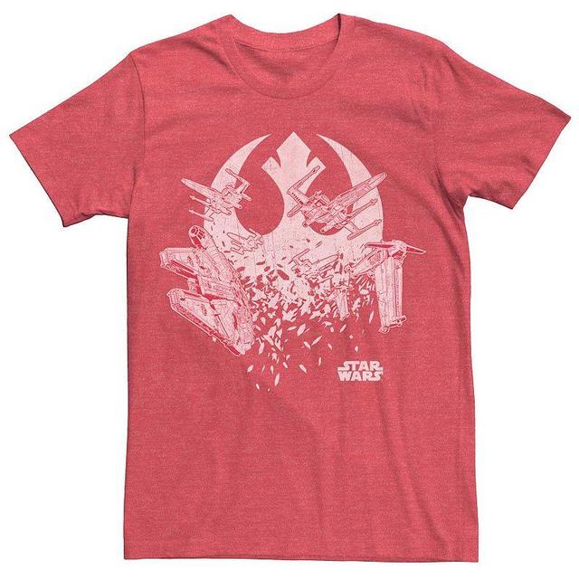 Mens Star Wars Rebel Ship Shatter Logo Tee Red Grey Product Image