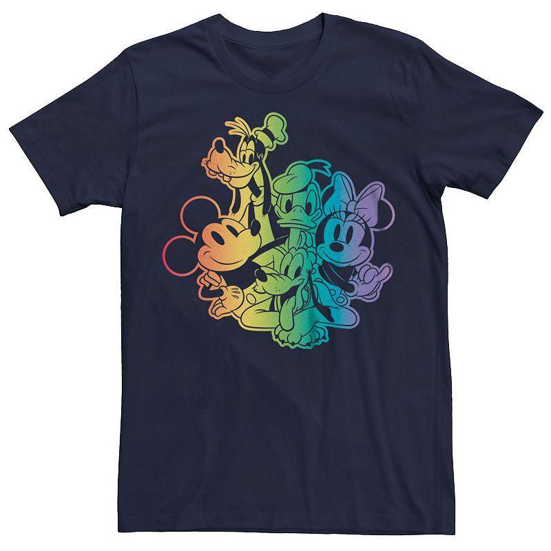 Disney Mickey Mouse Mens And Friends Rainbow Group Shot Tee Blue Product Image