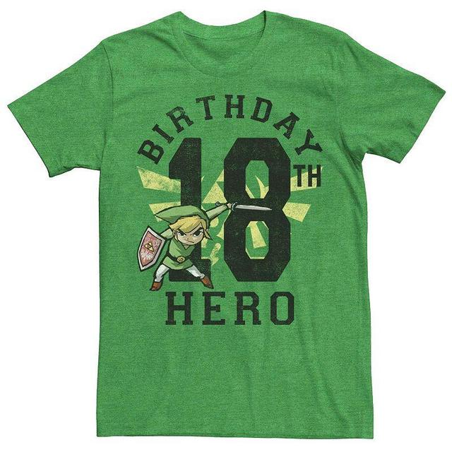 Mens Nintendo Legend Of Zelda Link Birthday 18 Hero Tee Kelly Grey Product Image