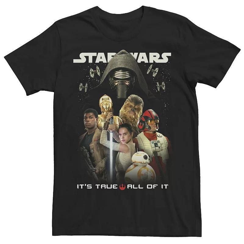 Mens Star Wars Rey Kylo Ren Episode 7 Cast Poster Graphic Tee Product Image