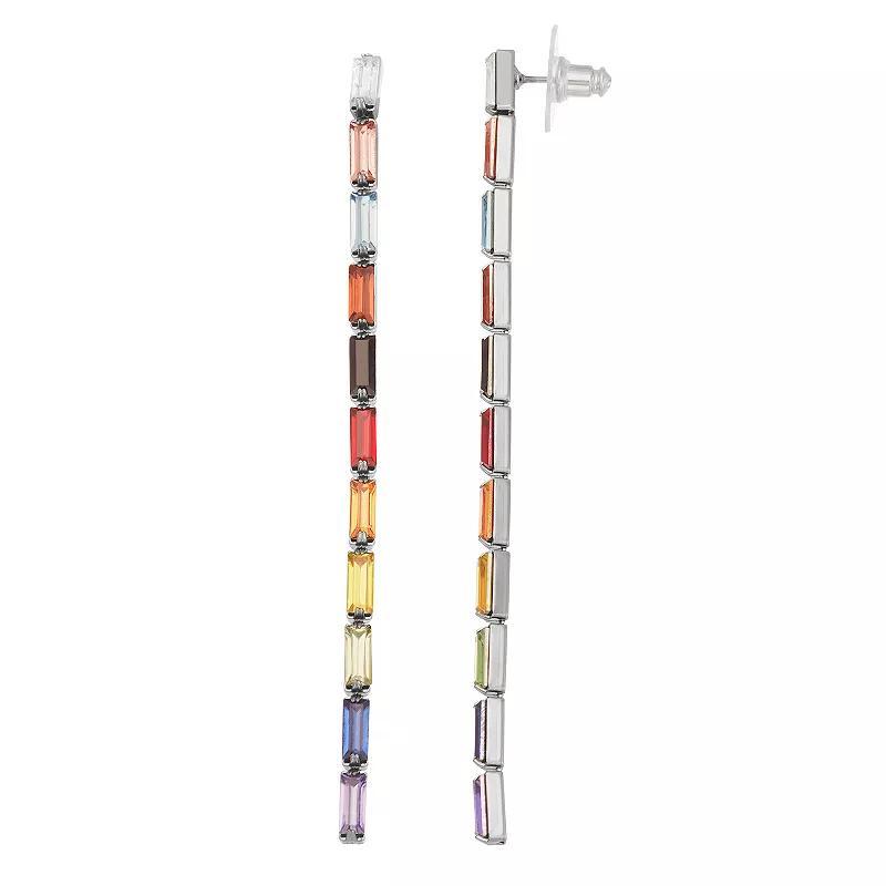 Simply Vera Vera Wang Silver Tone Rainbow Bar Linear Drop Earrings, Womens, Multi Product Image