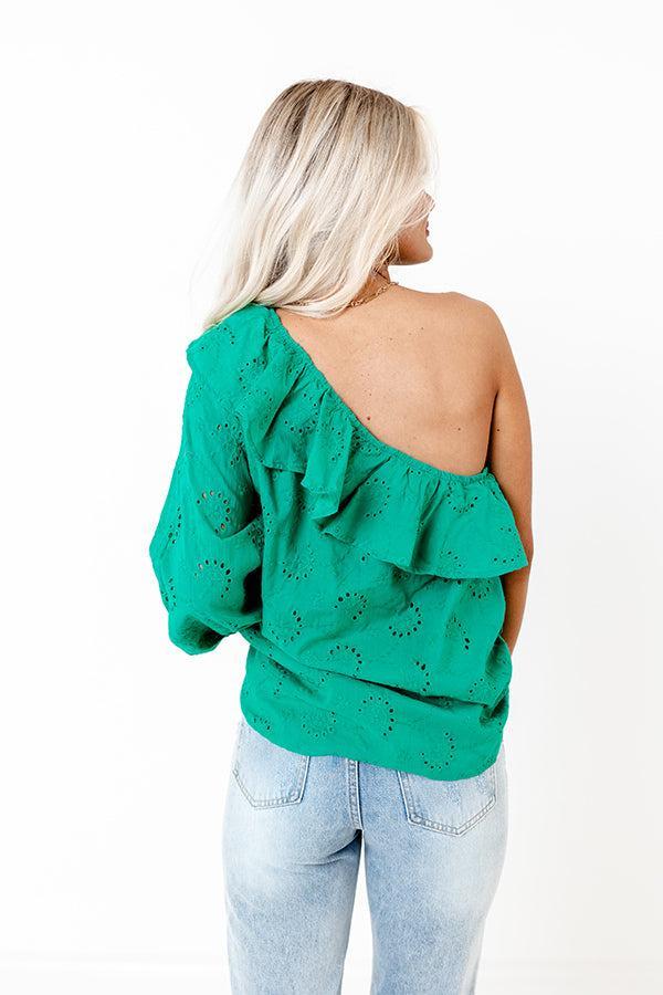 Serving Up Sangria Eyelet Top In Emerald Product Image