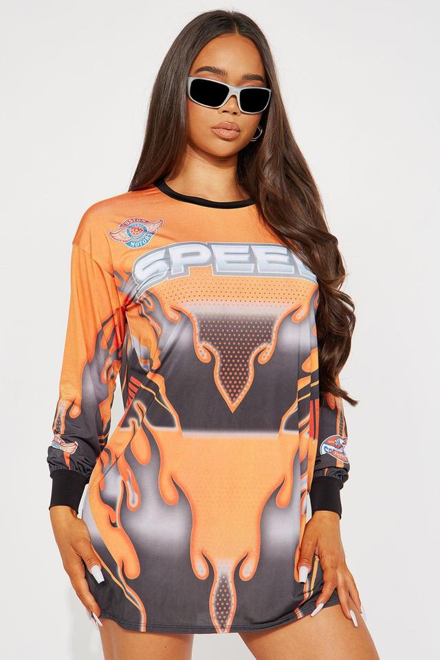 Speeding To You Mini Dress - Orange/combo Product Image