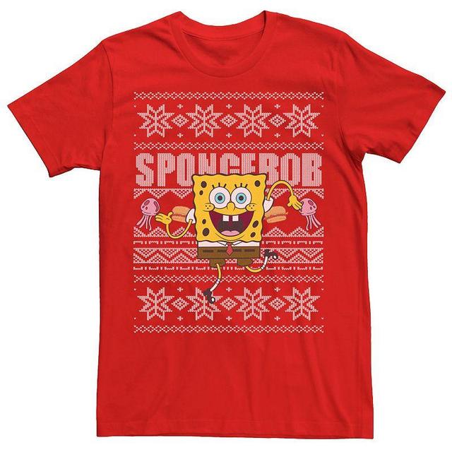 Mens Nickelodeon SpongeBob SquarePants Dancing Ugly Christmas Sweater Tee Blue Product Image