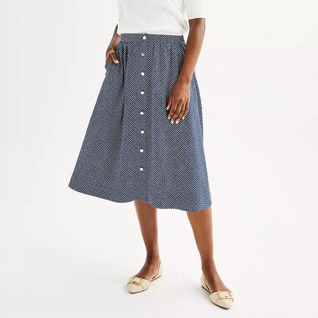 Womens Draper James Button Front Midi Skirt Blue Geo Product Image