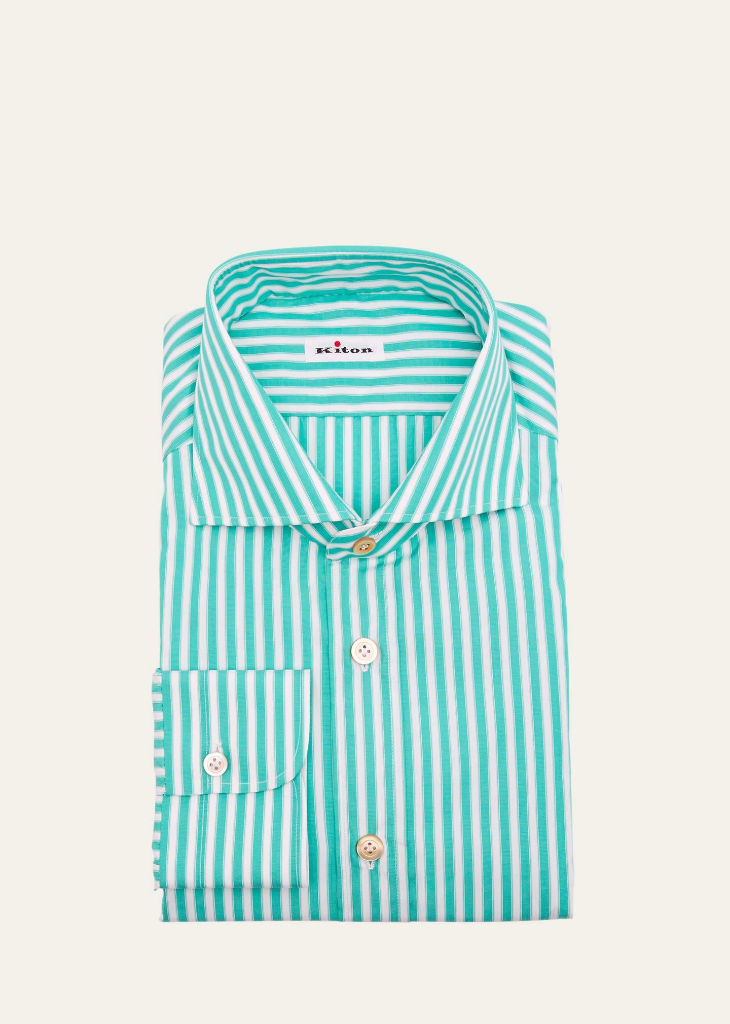 Mens Cotton Stripe Dress Shirt Product Image