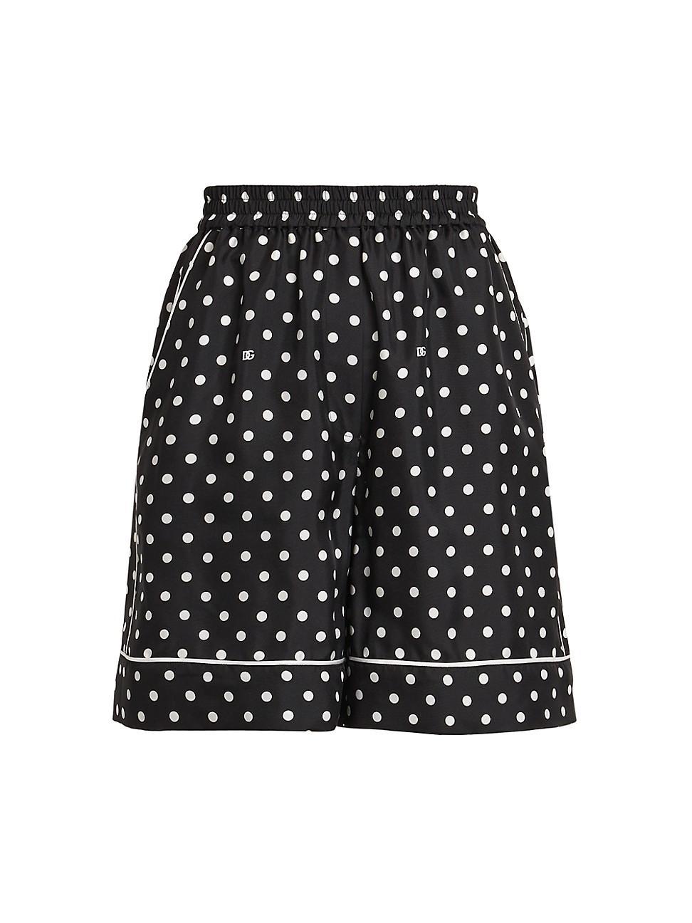 Womens Polka Dot Silk Pajama Shorts Product Image