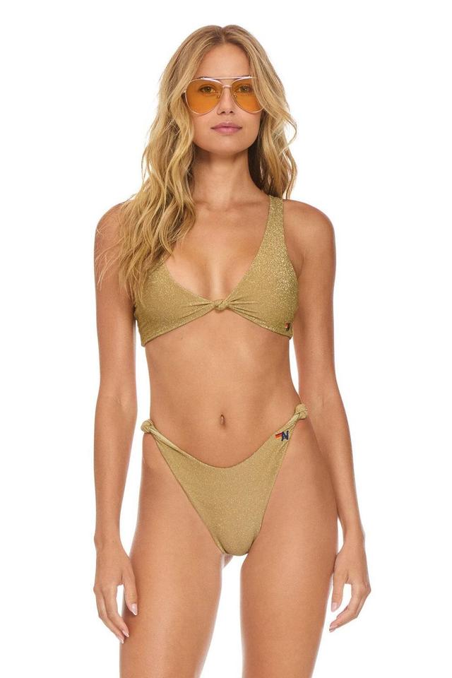 SPARKLE RIVIERA KNOT FRONT TOP BIKINI TOP - SAND Female Product Image