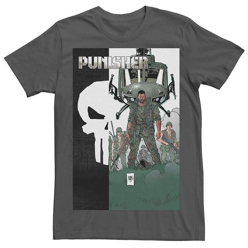 Mens Marvels Punisher Military Copter Comic Tee Grey Product Image