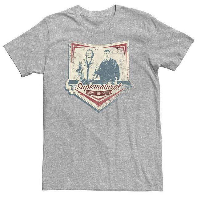 Big & Tall Supernatural Join The Hunt Rustic Portrait Badge Tee, Mens Athletic Grey Product Image