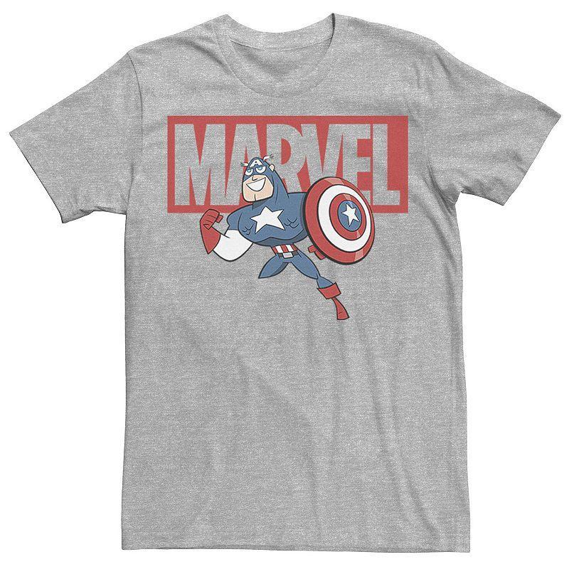 Mens Marvel Captain America Chibi Action Pose Logo Outline Tee Product Image