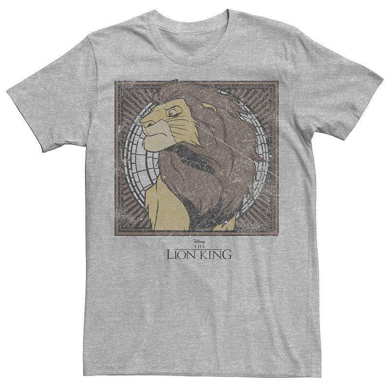 Disneys The Lion King Mens Geometric Simba Tee Athletic Grey Product Image