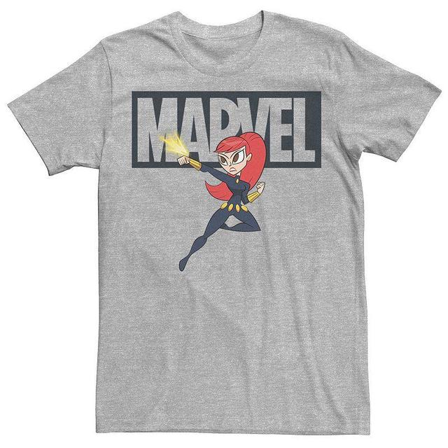 Mens Marvel Black Widow Chibi Action Pose Logo Outline Tee Product Image