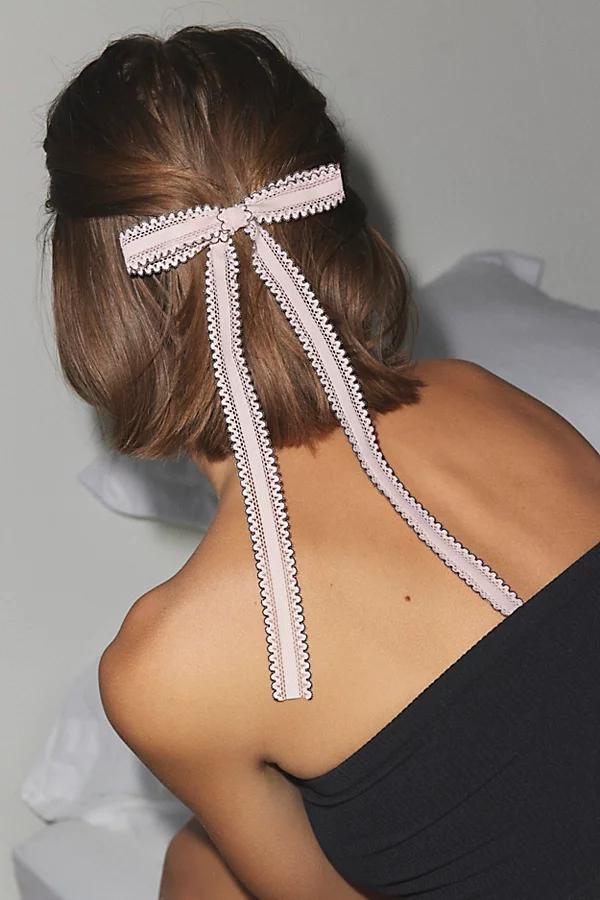 Scalloped Ribbon Hair Bow Barrette Set Womens at Urban Outfitters Product Image