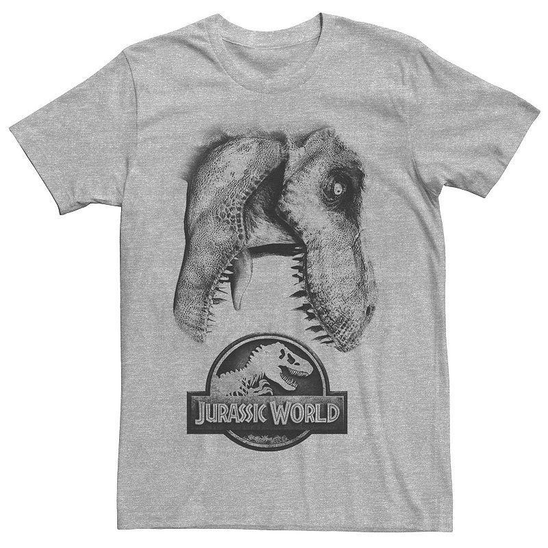 Mens Jurassic World Two T-Rex Icon Attack Grunge Tee Athletic Grey Product Image