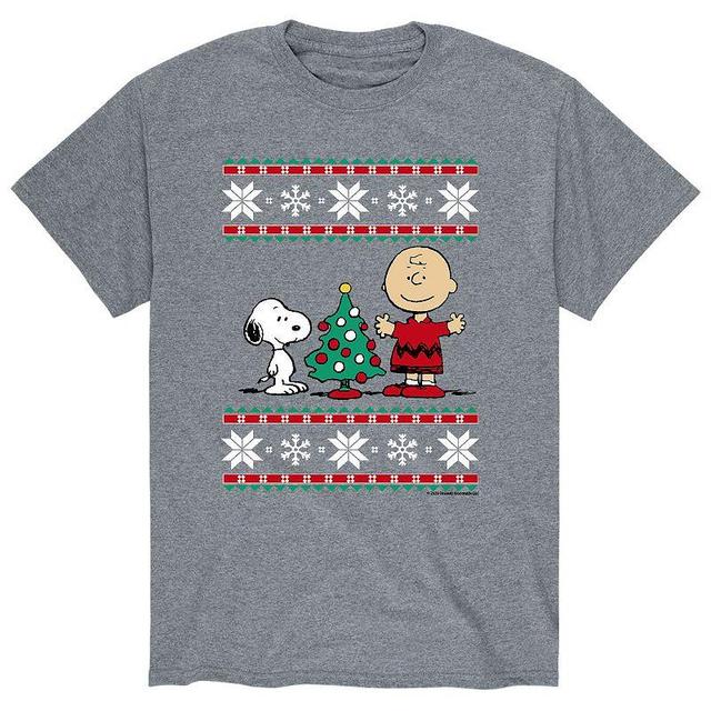 Mens Peanuts Snoppy Charlie Tee Athletic Grey Product Image