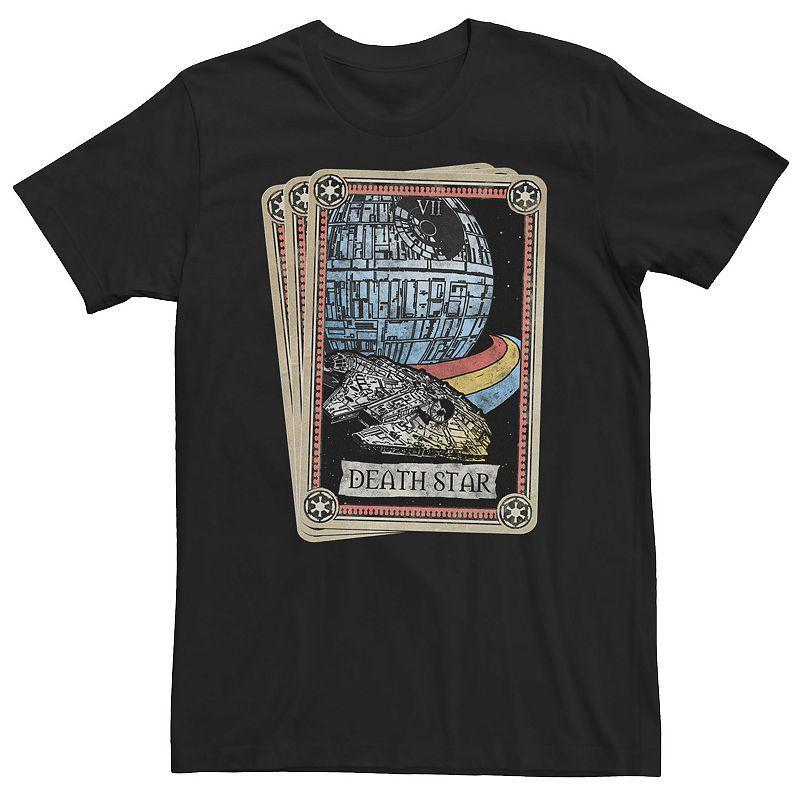 Big & Tall Star Wars Death Star & The Falcon Tarot Cards Graphc Tee, Mens Product Image