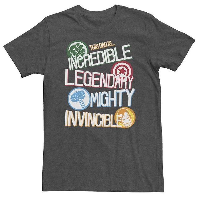 Big & Tall Marvel Avengers Fathers Day Dad Words Tee, Mens Grey Heather Product Image