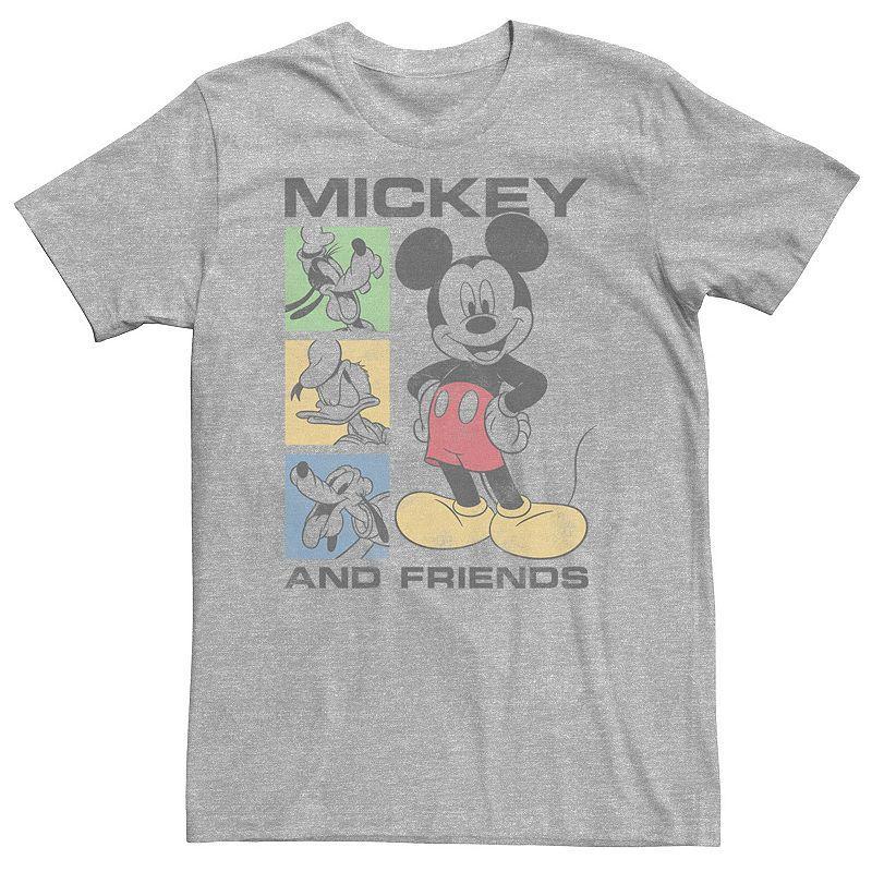 Big & Tall Disney Mickey Box Seats Tee, Mens Athletic Grey Product Image