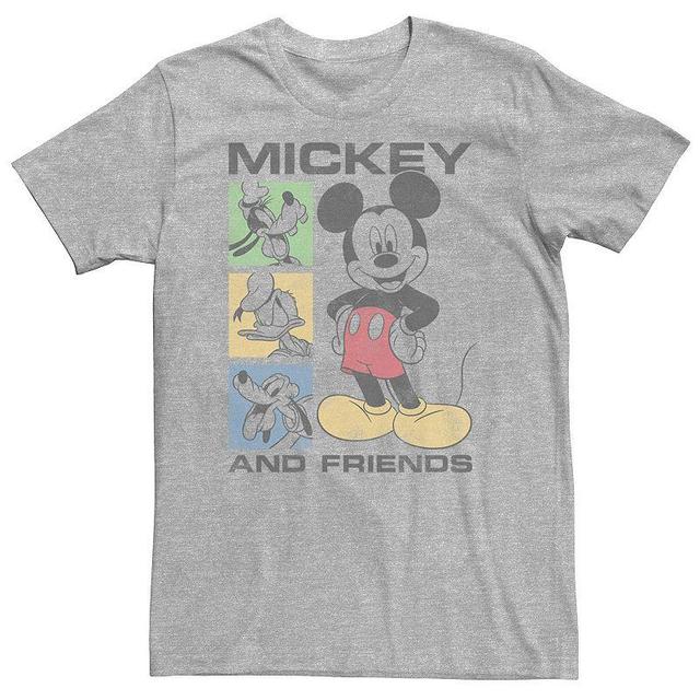 Big & Tall Disney Mickey Box Seats Tee, Mens Athletic Grey Product Image