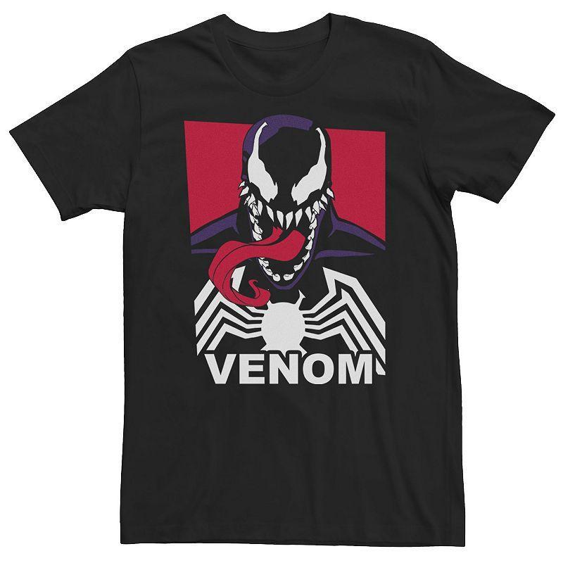 Big & Tall Marvel Venom Tongue Out Comic Logo Tee, Mens Black Product Image