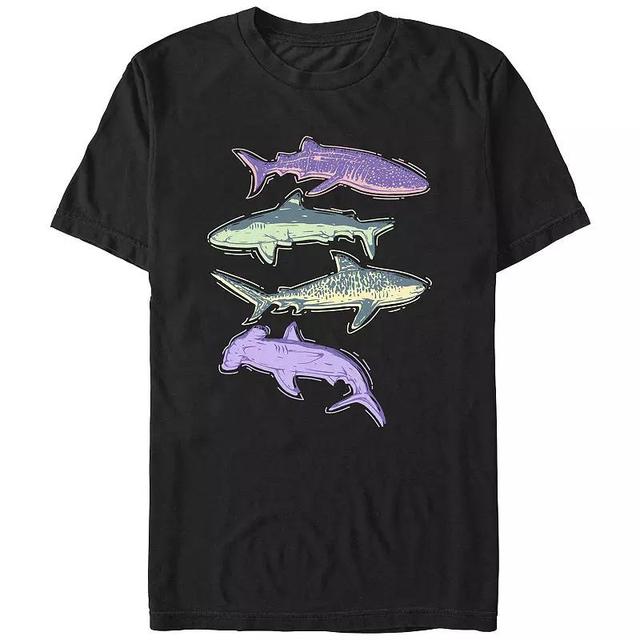 Mens Colorful Sharks Graphic Tee Product Image