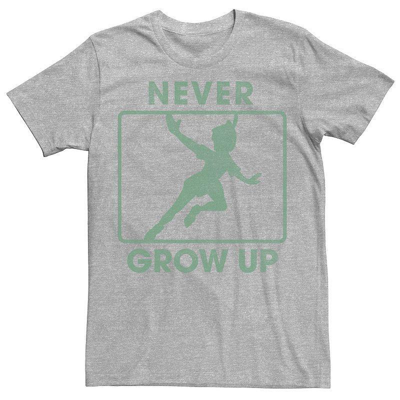 Mens Disney Peter Pan Never Grow Up Silhouette Tee Athletic Grey Product Image