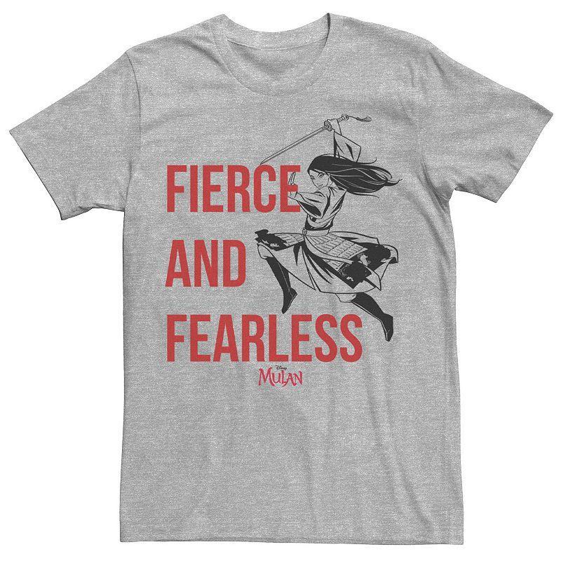 Disneys Mulan Live Action Fierce And Fearless Action Pose Mens Tee Athletic Grey Product Image