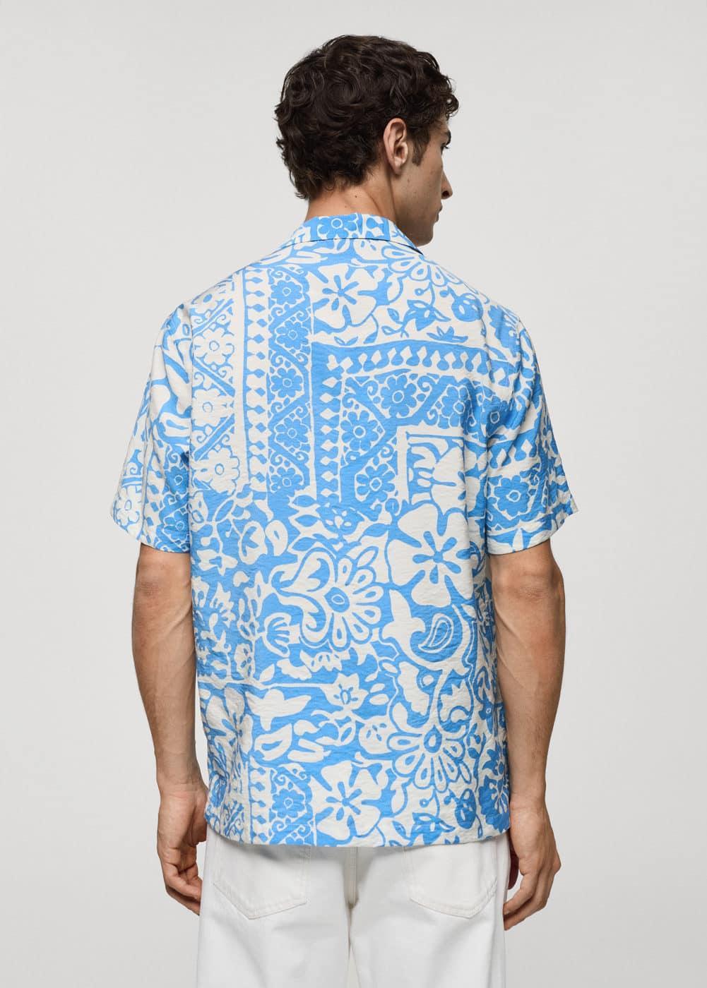 MANGO MAN - Printed fluid regular fit shirt sky blueMen Product Image