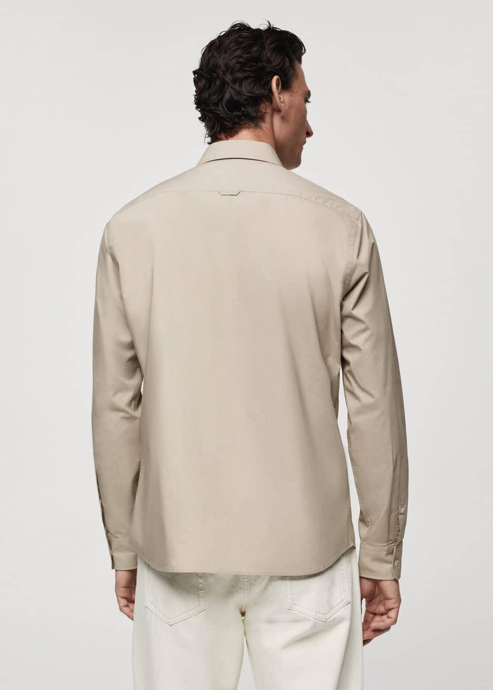 MANGO MAN - Chest-pocket cotton shirt beigeMen Product Image