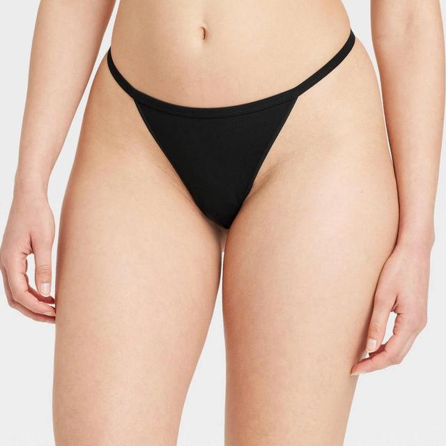 Womens Cotton Blend String Thong - Auden Black XL Product Image