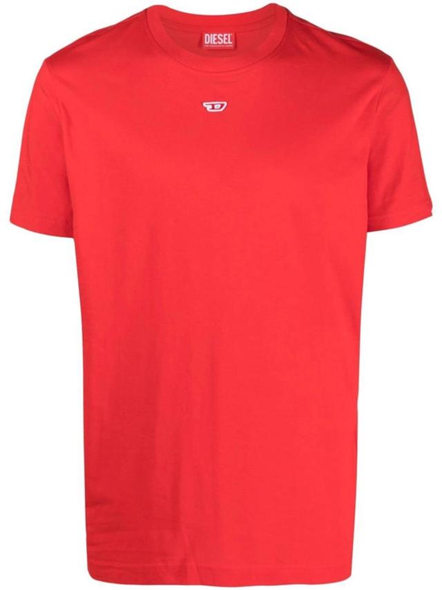 Logo-patch Cotton T-shirt In Red Product Image