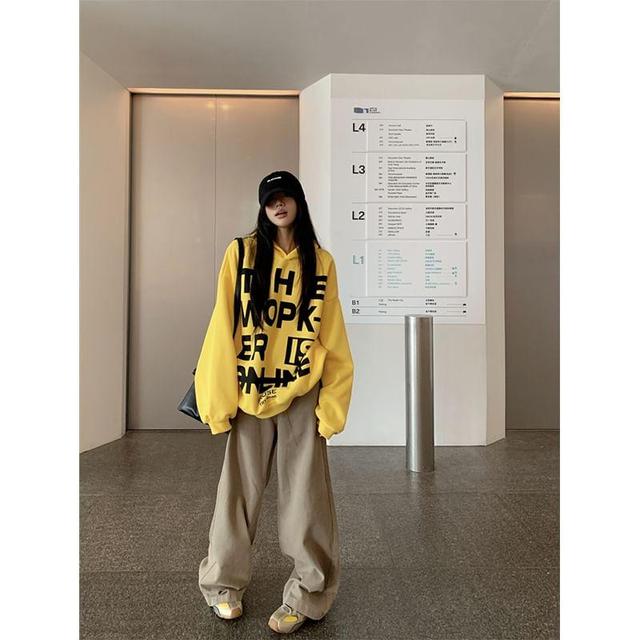 Lettering Print Oversized Hoodie Product Image