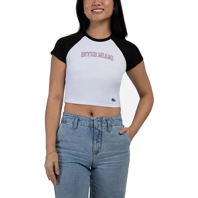 Womens Hype and Vice Black Inter Miami CF Homerun Cropped Raglan T-Shirt Product Image