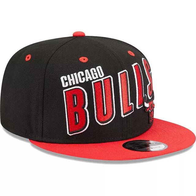 Mens New Era Black Chicago Bulls Stacked Slant 2-Tone 9FIFTY Snapback Hat - Black Product Image