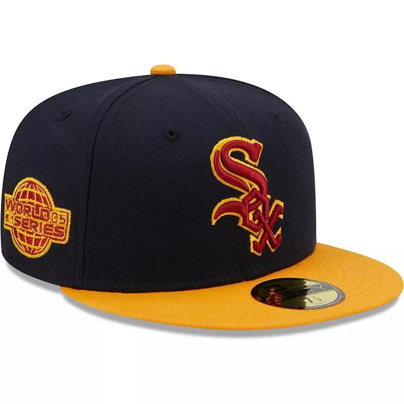 Mens New Era /Gold Chicago White Sox Primary Logo 59FIFTY Fitted Hat Blue Product Image