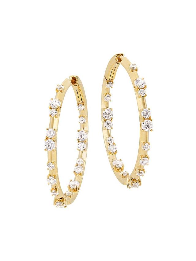 Womens Mesmerize Knife Edge 18K Gold-Plated & Cubic Zirconia Hoop Earrings Product Image