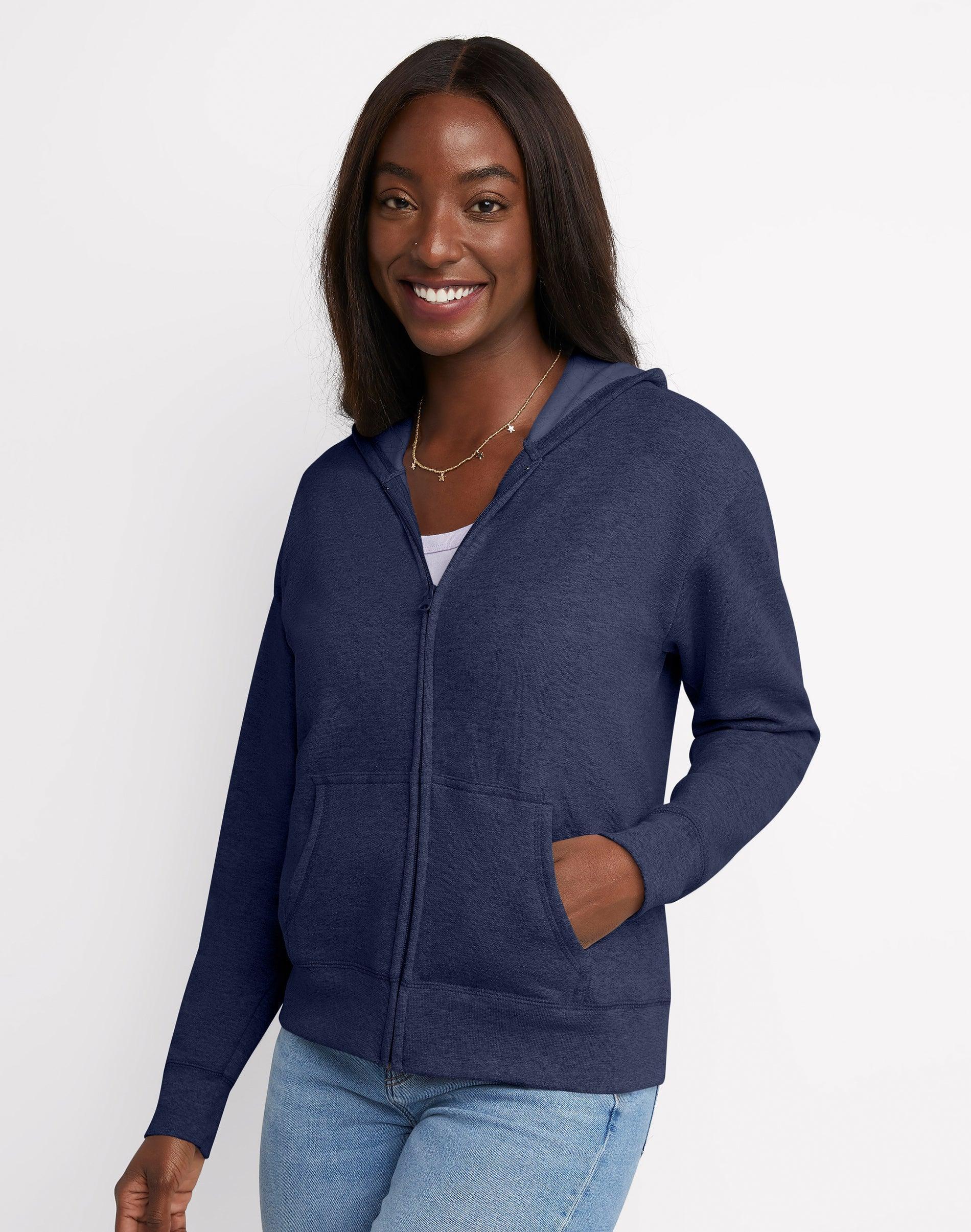 Hanes EcoSmart Womens Fleece Zip Hoodie Slate Heather 2XL Product Image